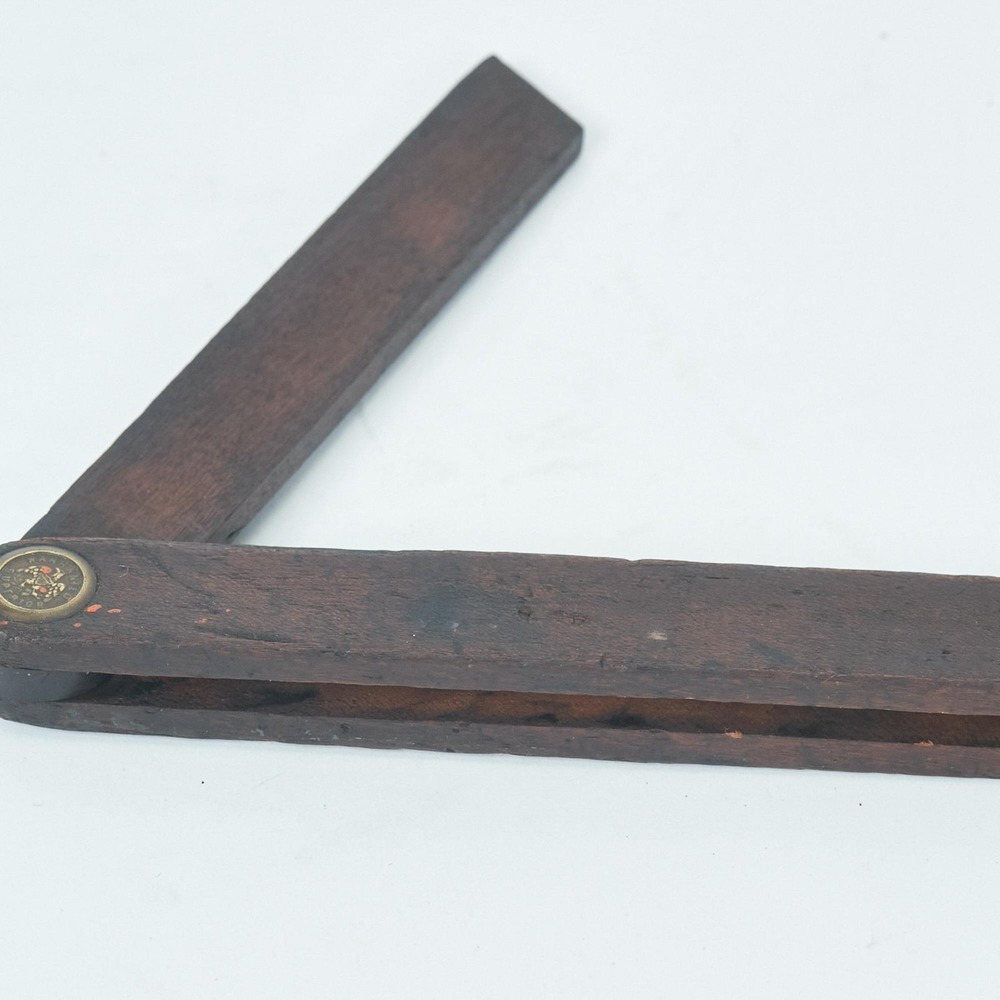 Vintage Rabone England No 1167 Folding Wood Brass Adjustable Angle Layout Square - Picture 4 of 7